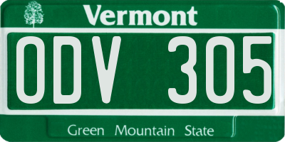 VT license plate ODV305