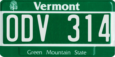 VT license plate ODV314