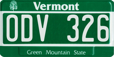 VT license plate ODV326
