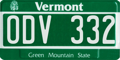 VT license plate ODV332