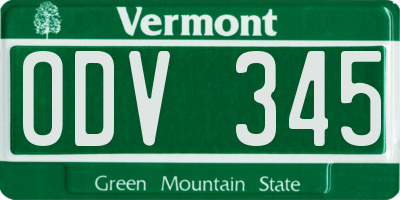 VT license plate ODV345
