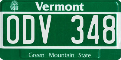 VT license plate ODV348