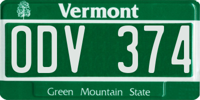 VT license plate ODV374