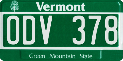 VT license plate ODV378