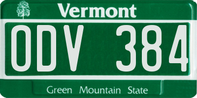 VT license plate ODV384