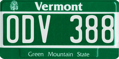 VT license plate ODV388