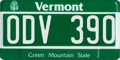 VT license plate ODV390