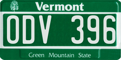 VT license plate ODV396