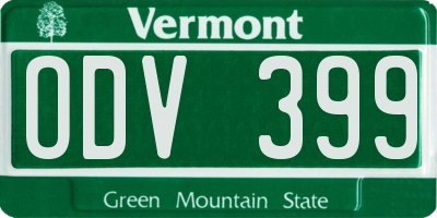 VT license plate ODV399