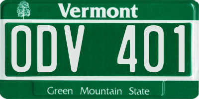 VT license plate ODV401