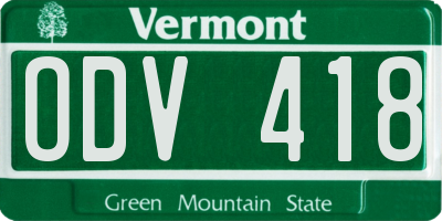 VT license plate ODV418