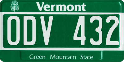 VT license plate ODV432