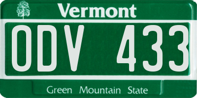 VT license plate ODV433