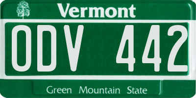 VT license plate ODV442