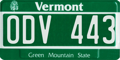 VT license plate ODV443