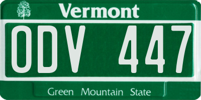 VT license plate ODV447