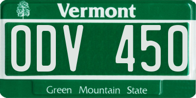 VT license plate ODV450