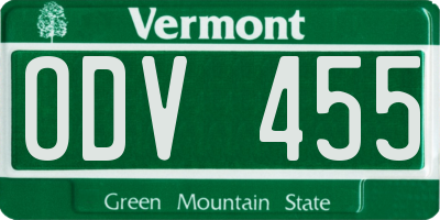 VT license plate ODV455