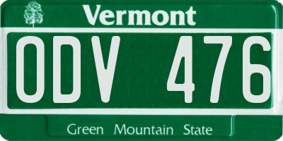 VT license plate ODV476