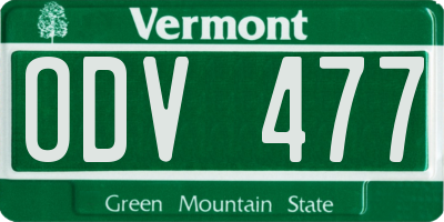 VT license plate ODV477