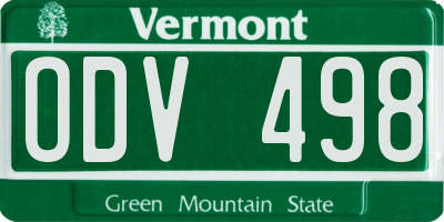 VT license plate ODV498