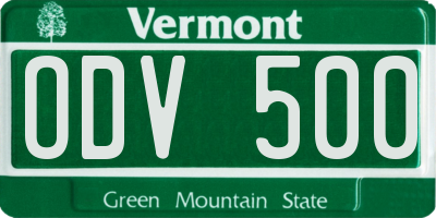 VT license plate ODV500