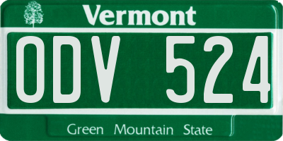 VT license plate ODV524