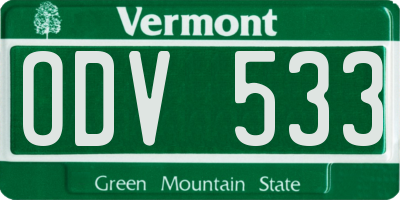 VT license plate ODV533