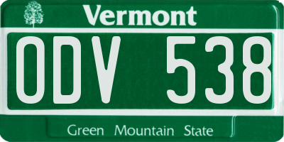 VT license plate ODV538