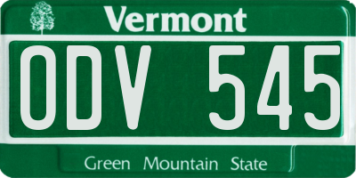 VT license plate ODV545