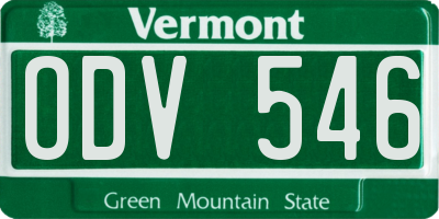 VT license plate ODV546