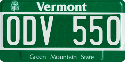VT license plate ODV550