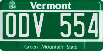 VT license plate ODV554
