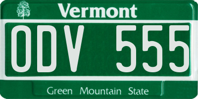 VT license plate ODV555