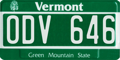 VT license plate ODV646