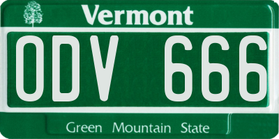 VT license plate ODV666