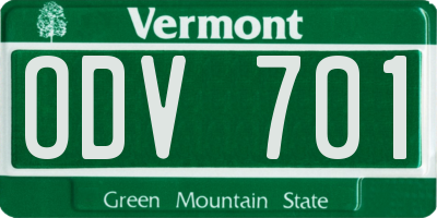 VT license plate ODV701