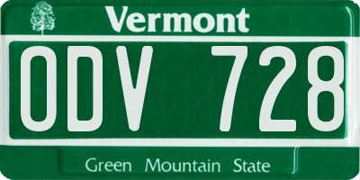 VT license plate ODV728