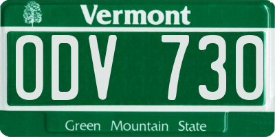 VT license plate ODV730