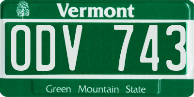 VT license plate ODV743