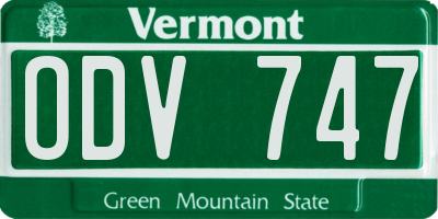 VT license plate ODV747