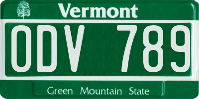 VT license plate ODV789