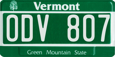 VT license plate ODV807