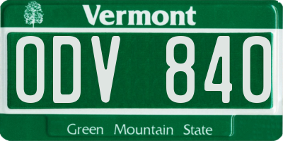 VT license plate ODV840