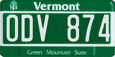 VT license plate ODV874