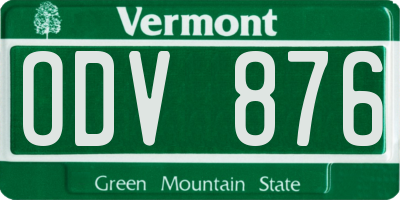 VT license plate ODV876