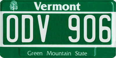 VT license plate ODV906