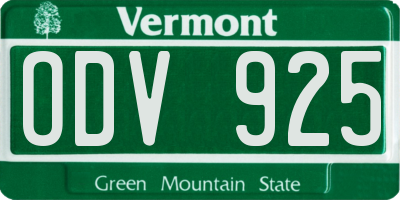 VT license plate ODV925