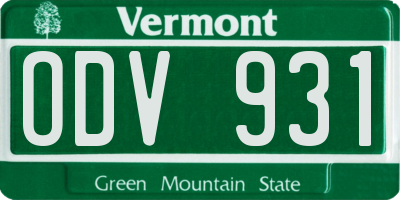 VT license plate ODV931