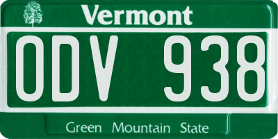 VT license plate ODV938